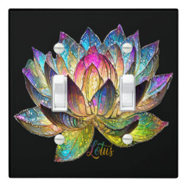 Stained Glass Colorful Lotus Flower on Black