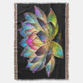 Stained Glass Colorful Lotus Flower on Black Decke (Vorderseite Vertikal)