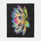 Stained Glass Colorful Lotus Flower on Black Fleecedecke (Vorderseite)
