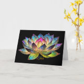 Stained Glass Colorful Lotus Flower on Black Karte (Gelbe Blume)