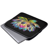 Stained Glass Colorful Lotus Flower on Black Laptopschutzhülle (Vorne Knopf)