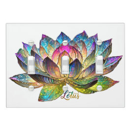 Stained Glass Colorful Lotus Flower on White