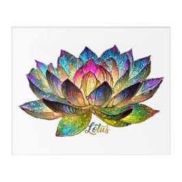 Stained Glass Colorful Lotus Flower on White Acryl Wandkunst