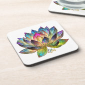 Stained Glass Colorful Lotus Flower on White Getränkeuntersetzer (Linke Seite)