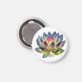 Stained Glass Colorful Lotus Flower on White Magnet (Vorderseite/Rückseite)
