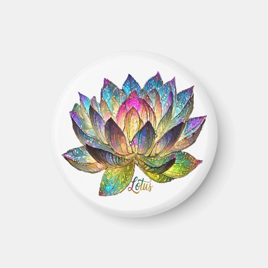 Stained Glass Colorful Lotus Flower on White Magnet (Vorne)