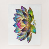 Stained Glass Colorful Lotus Flower on White Puzzle (Vertikal)