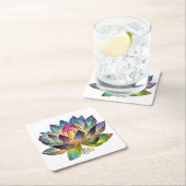 Stained Glass Colorful Lotus Flower on White  Rechteckiger Pappuntersetzer (Vor Ort)