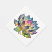 Stained Glass Colorful Lotus Flower on White Serviette (Ecke)