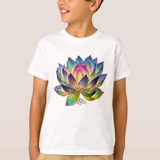 Stained Glass Colorful Lotus Flower T-Shirt (Vorderseite)