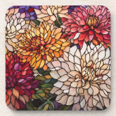 Stained Glass Dahlia Art Getränkeuntersetzer (Vorderseite)