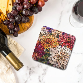 Stained Glass Dahlia Art Getränkeuntersetzer