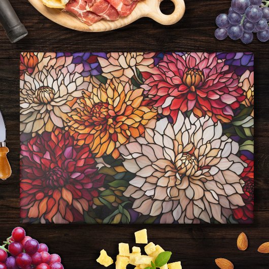 Stained Glass Dahlia Art Schneidebrett