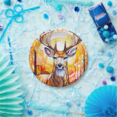 Stained Glass Deer Pappteller (Party)