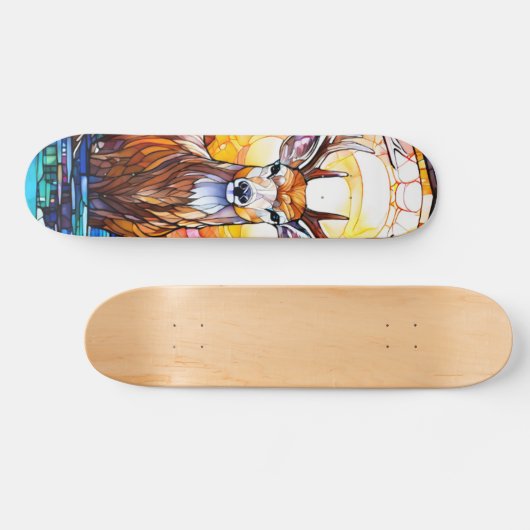Stained Glass Deer Skateboard (Horizontal)