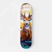 Stained Glass Deer Skateboard (Vorne)