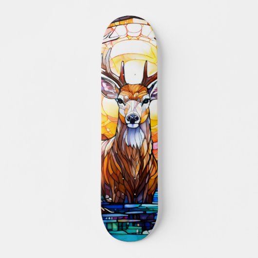 Stained Glass Deer Skateboard (Vorne)