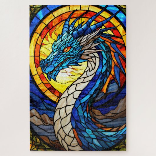Stained Glass Dragon Jigsaw Puzzle (Vertikal)