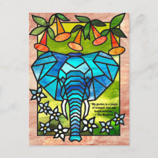 Stained Glass Elephant Postcards Feiertagspostkarte