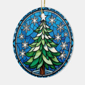 Stained Glass Evergreen Snowflakes Art Keramik Ornament (Links)