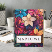 Stained Glass Floral Kaleidoscope of Brilliance Notizblock