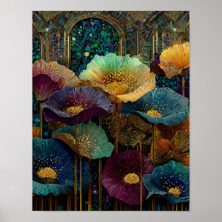 Stained Glass Floral Wall Art –  Digital Download Poster