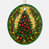 Stained Glass Holly & Bells Tree Keramik Ornament (Links)