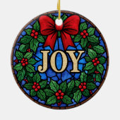 Stained Glass Holly Wreath JOY Keramik Ornament (Hinten)