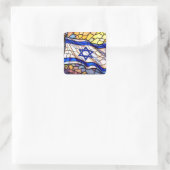 Stained Glass Israel Flag Mosaic Judaica Art  Quadratischer Aufkleber (Tasche)