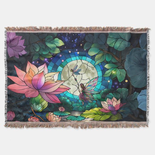 Stained Glass Little Fairy With Dragonfly Decke (Vorderseite)