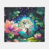 Stained Glass Little Fairy With Dragonfly Fleecedecke (Vorderseite (Horizontal))