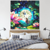 Stained Glass Little Fairy With Dragonfly Leinwanddruck (Insitu (Schlafzimmer))