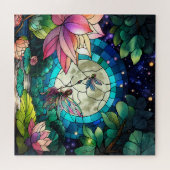 Stained Glass Little Fairy With Dragonfly Puzzle (Horizontal)