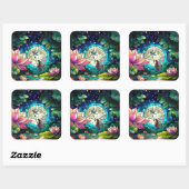 Stained Glass Little Fairy With Dragonfly Quadratischer Aufkleber (Blatt)