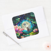 Stained Glass Little Fairy With Dragonfly Quadratischer Aufkleber (Umschlag)