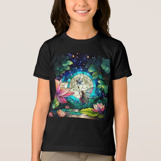 Stained Glass Little Fairy With Dragonfly Tri-Blend Shirt (Vorderseite)