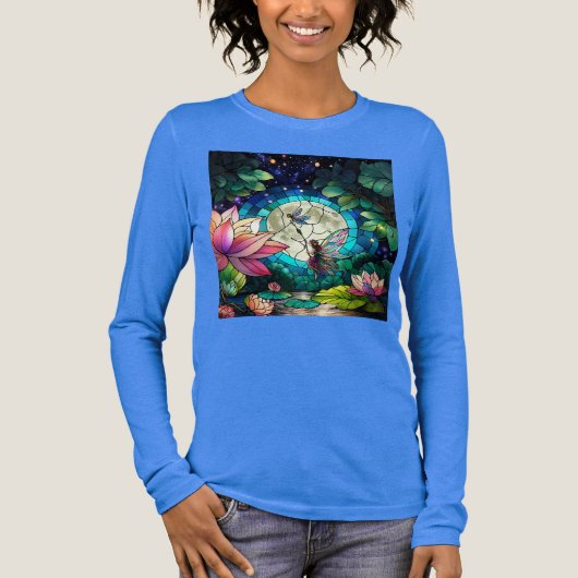 Stained Glass Little Fairy With Dragonfly Tri-Blend Shirt (Vorderseite)