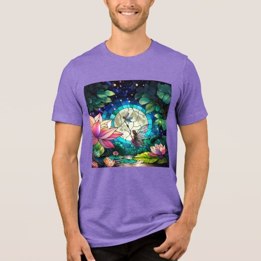 Stained Glass Little Fairy With Dragonfly Tri-Blend Shirt (Vorderseite)