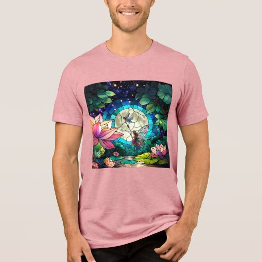 Stained Glass Little Fairy With Dragonfly Tri-Blend Shirt (Vorderseite)