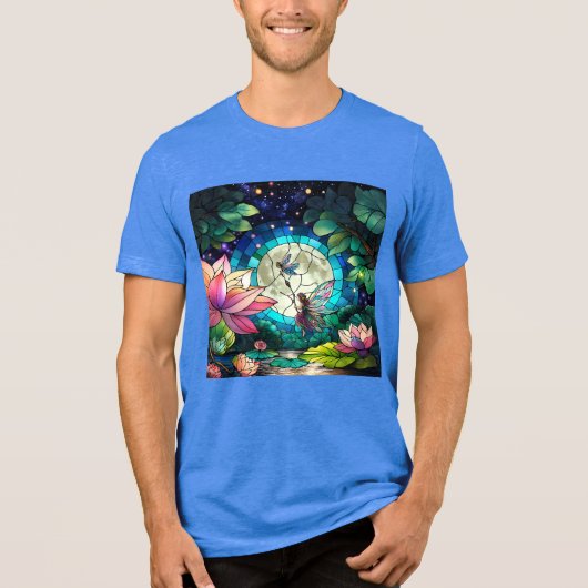 Stained Glass Little Fairy With Dragonfly Tri-Blend Shirt (Vorderseite)