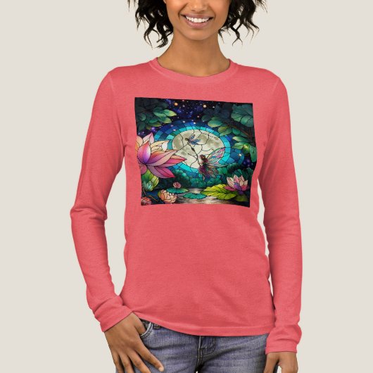 Stained Glass Little Fairy With Dragonfly Tri-Blend Shirt (Vorderseite)