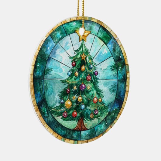 Stained Glass Look Christmas Tree & Star Holiday Keramik Ornament (Rechts)