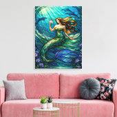 Stained Glass Mermaid Art Leinwanddruck (Insitu (Wohnzimmer))