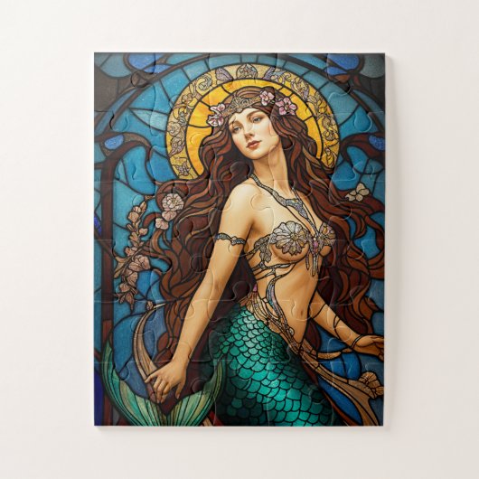 Stained glass mermaid puzzle (Vertikal)