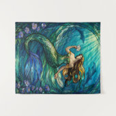 Stained Glass Mermaid Tapestry Wandteppich (Vorderseite (Horizontal))