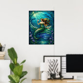 Stained Glass Mermaid Wall Art Poster (Heimbüro)