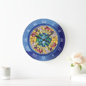 Stained Glass Monogram Colorful Große Wanduhr (Zuhause)