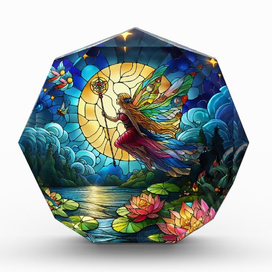 Stained Glass Moonlight Flight Fairy  Fotoblock (Vorderseite)