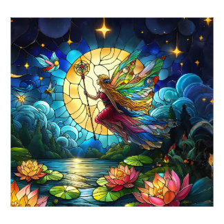 Stained Glass Moonlight Flight Fairy  Fotodruck