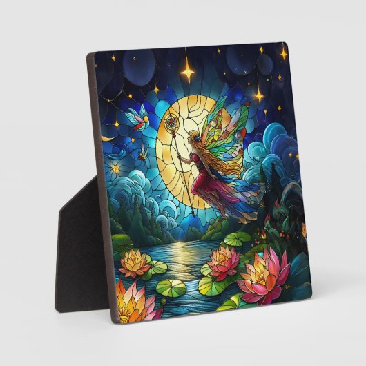 Stained Glass Moonlight Flight Fairy  Fotoplatte (Vorderseite)